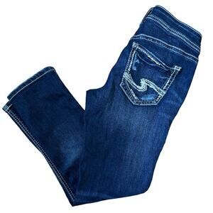 Silver Jeans Denim Suki Capri Distressed Blue Womens 25‎